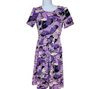 Nwt Lularoe "Nightmare Before Christmas" Purple Amelia Dress Sz S